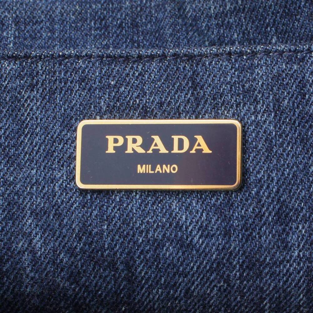 Prada Canapa Denim Tote Bag Handbag Indigo Blue - Picture 8 of 10